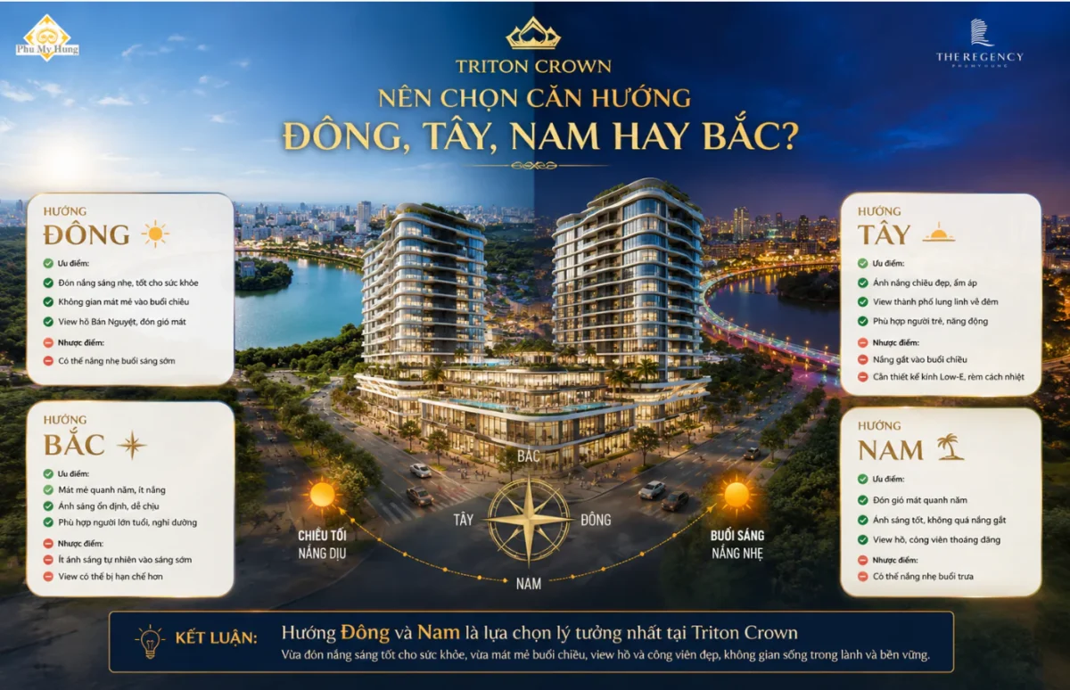 Nên chọn căn hướng Đông, Tây, Nam hay Bắc tại Triton Crown? 5 Nên chọn căn hướng Đông, Tây, Nam hay Bắc tại Triton Crown?